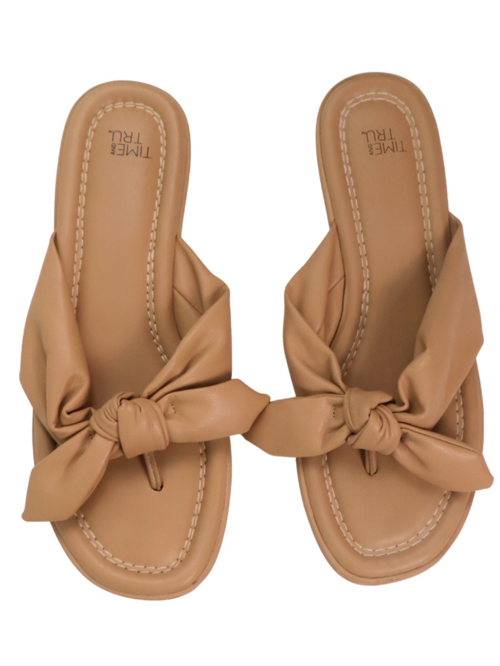 Time and Tru Tan Knotted Slide Sandals Padded Neutral Size 9